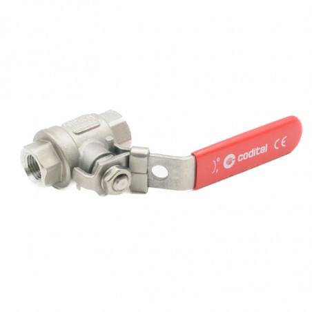 Vanne à tournant sphérique inox cf8m cadenassable rouge ff